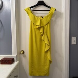 JAYGODFREY Asymmetrical Yellow Ruffle Dress